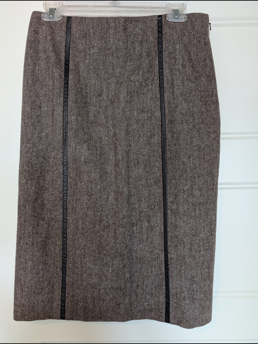 DKNYC Brown Tweed Pencil Skirt with Black Trim